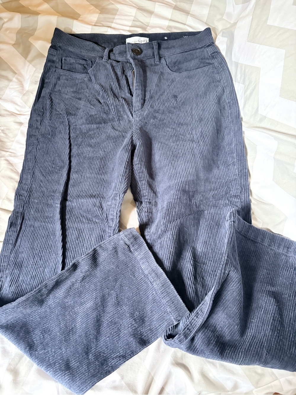 LOFT Charcoal Gray Corduroy Straight Leg Pants